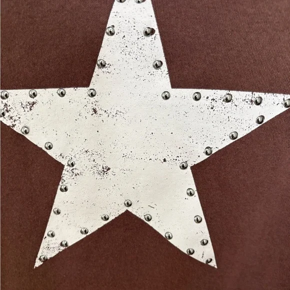 Vintage America Brown Hoodie with White Star with silver studs nwt - Picture 3 of 4